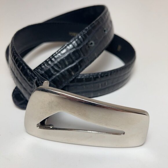 Kudos Womens 80 32 Leather Crocodile Black Belt - Picture 2 of 5